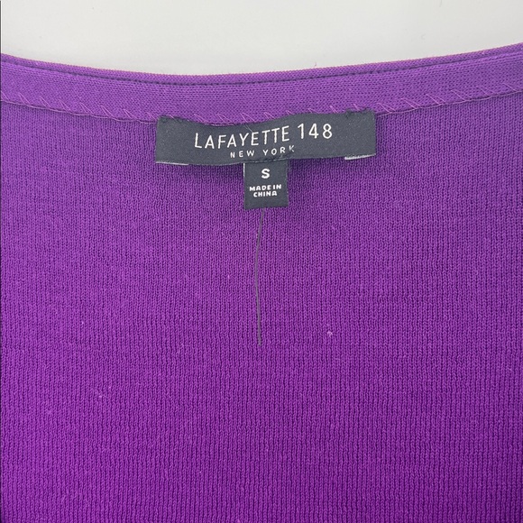 Lafayette 148 New York Purple Peplum cotton button front cardigan elevated basic - Picture 2 of 8